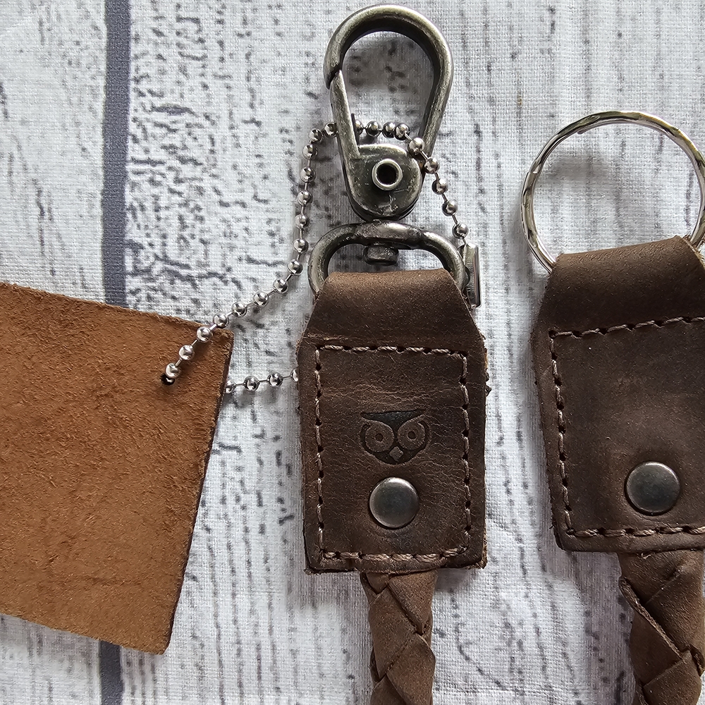 NWOT Hide & Drink Brown Handmade Leather Braided Keychain Strap/Laynard - Picture 3 of 6